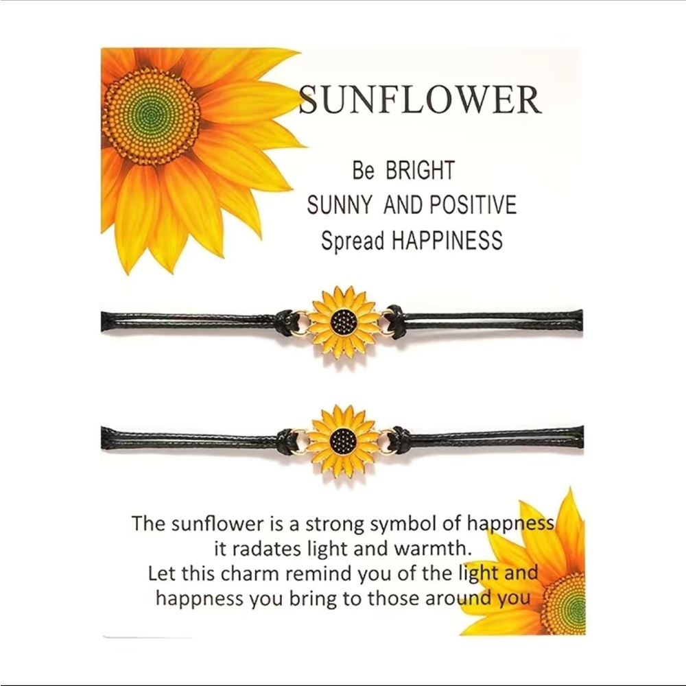 Sunflower Leather Friendship Bracelet Set
